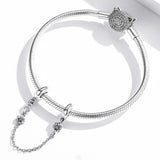 925 Sterling Silver Flower Safety Chain For Diy Bracelets & Necklaces - Close-Up Angle