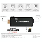 64Gb 4K Retro Game Stick + 2 Wireless Gamepads & 10 000+ Pre-Installed Games - Low Angle