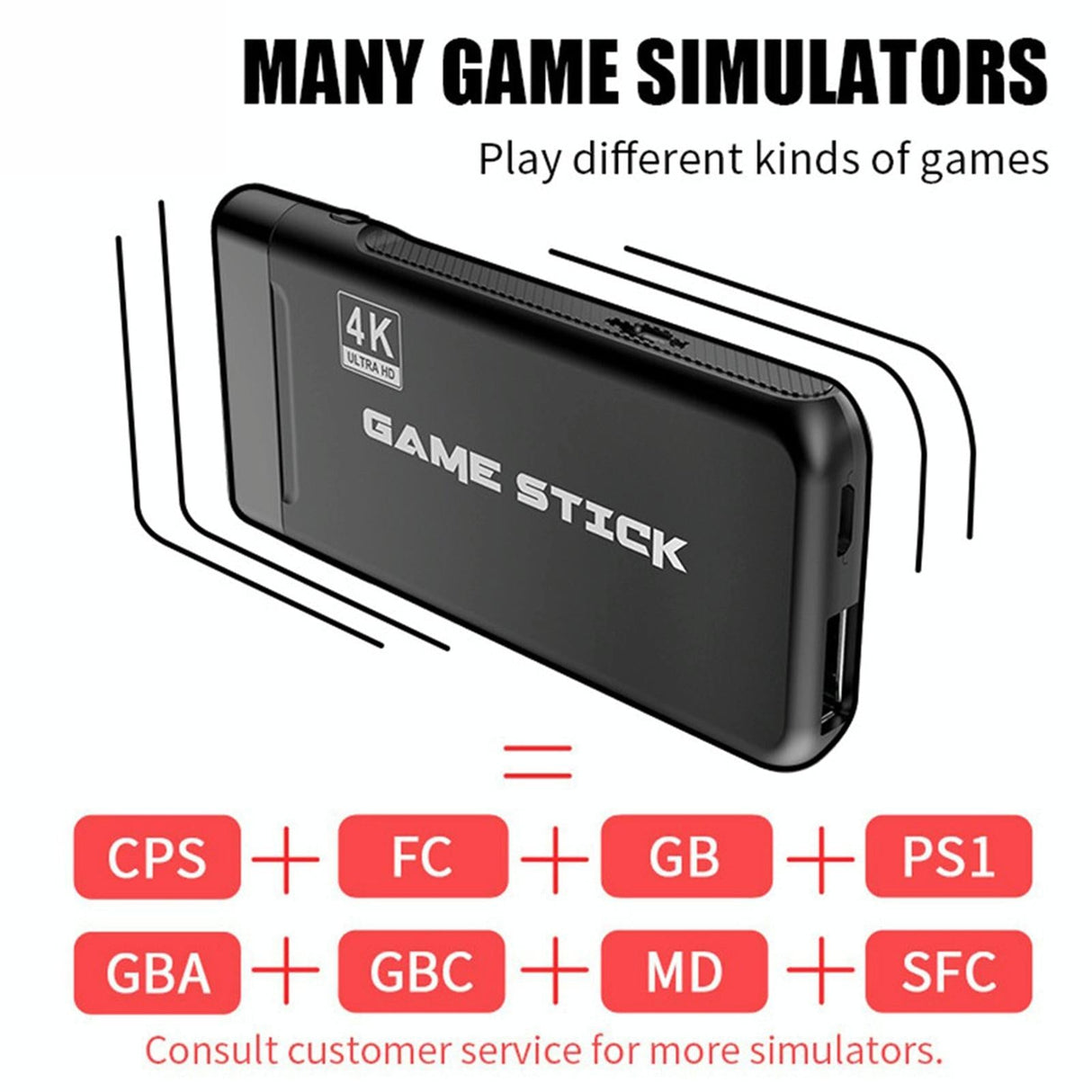 64Gb 4K Retro Game Stick + 2 Wireless Gamepads & 10 000+ Pre-Installed Games