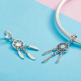 925 Sterling Silver Pearl Dream Catcher Bracelet Diy Accessory - Top-Down View