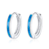 925 Sterling Silver Simple Opal Earrings For Women - Front View