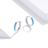 925 Sterling Silver Simple Opal Earrings For Women - Side View