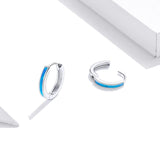 925 Sterling Silver Simple Opal Earrings For Women - Top-Down View