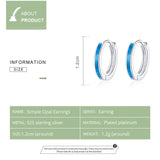 925 Sterling Silver Simple Opal Earrings For Women - 45-Degree Angle