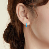 925 Sterling Silver Simple Opal Earrings For Women - Low Angle