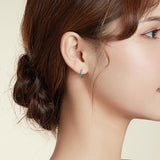 925 Sterling Silver Simple Opal Earrings For Women - Extra Image