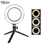 16cm Dimmable Led Selfie Ring Light with Tripod - Front View