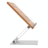 Aluminum Desktop Book Stand with Wood Board - 45-Degree Angle