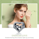 925 Sterling Silver Heart Diamond Beads For Diy Bracelets - Top-Down View