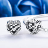 925 Sterling Silver Heart Diamond Beads For Diy Bracelets - Rear View