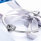 925 Sterling Silver Heart Diamond Beads For Diy Bracelets - Close-Up Angle