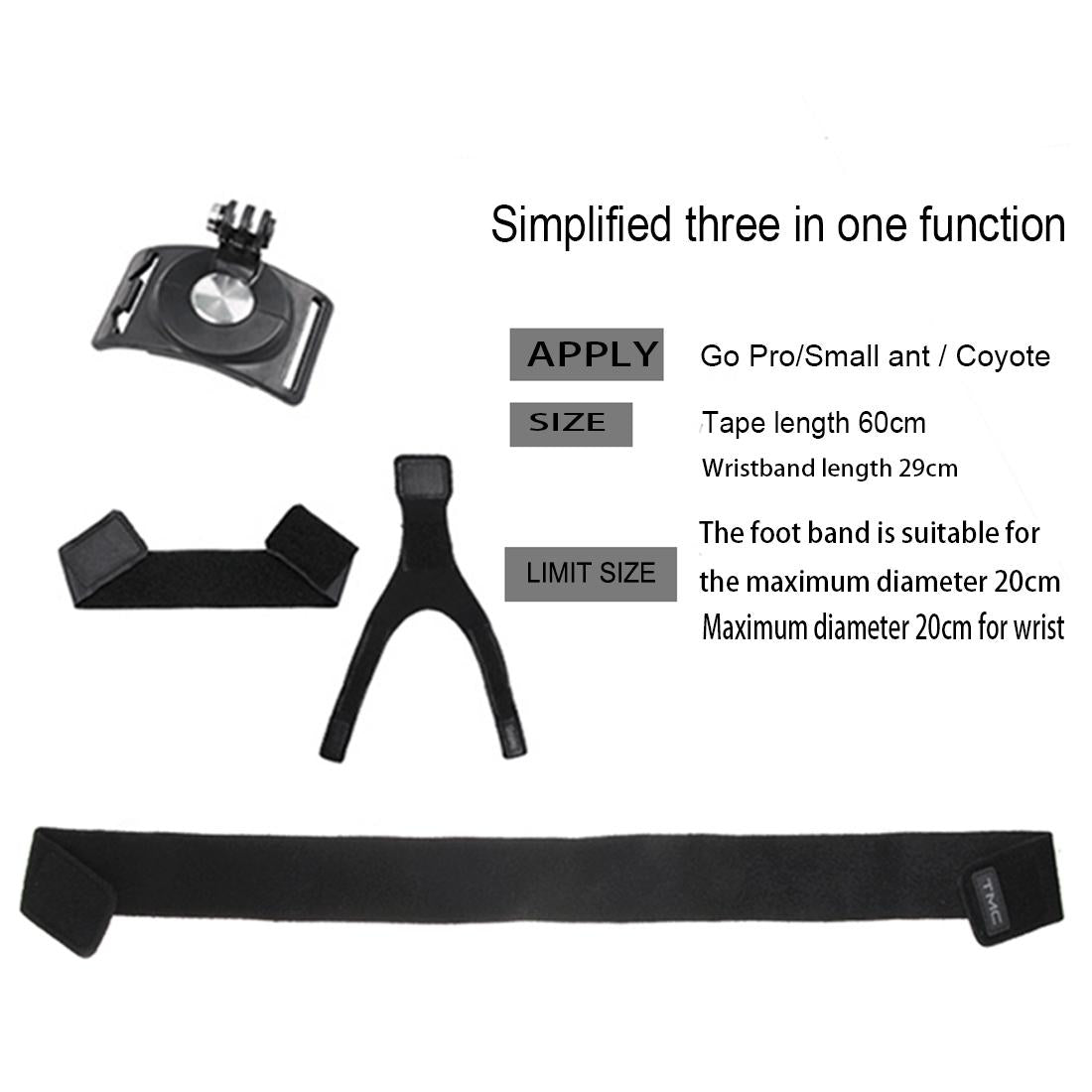 360 Degree Rotation Mount for Gopro Insta360 Dji Action Cameras - 3-in-1 Straps for Hand Wrist Arm Leg