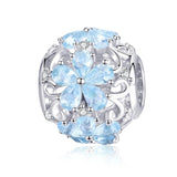 925 Sterling Silver Chic Snowflake Beads For Diy Bracelets & Necklaces - Front View