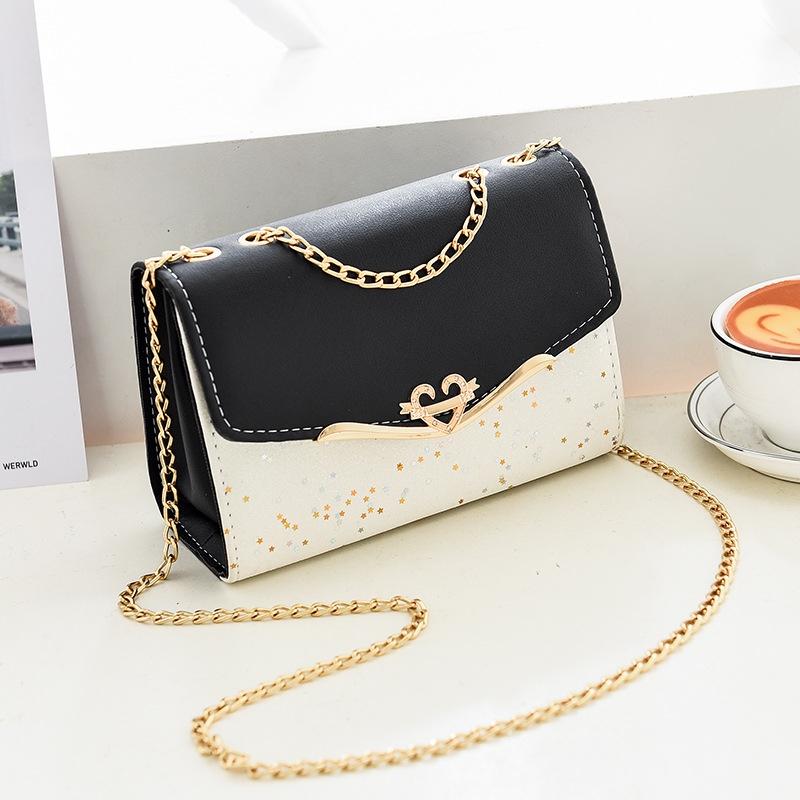 Sequined Messenger Shoulder Bag For Women Beige - Black