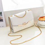 Sequined Messenger Shoulder Bag For Women Beige - Black - Top-Down View