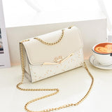 Sequined Messenger Shoulder Bag For Women Beige - Black - Low Angle