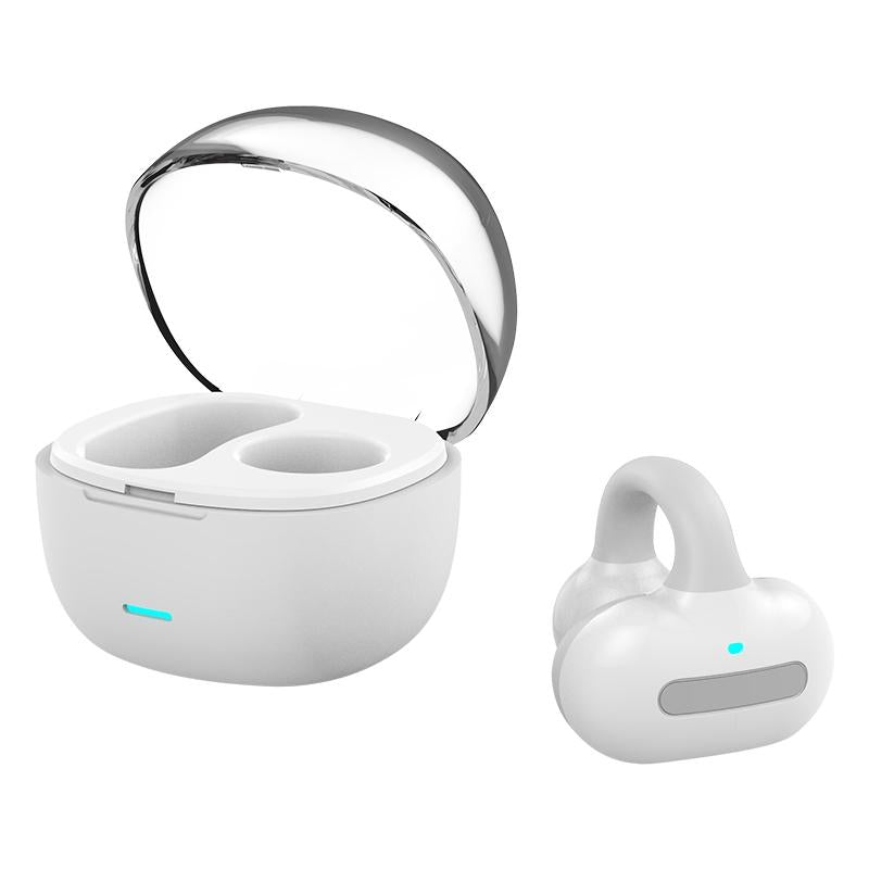 Touch Bone Conduction Bluetooth Earphone with Charging Warehouse - Ear Clip Type - Grey