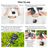 Quick Release Magnetic Action Camera Mount - Extended - Close-Up Angle