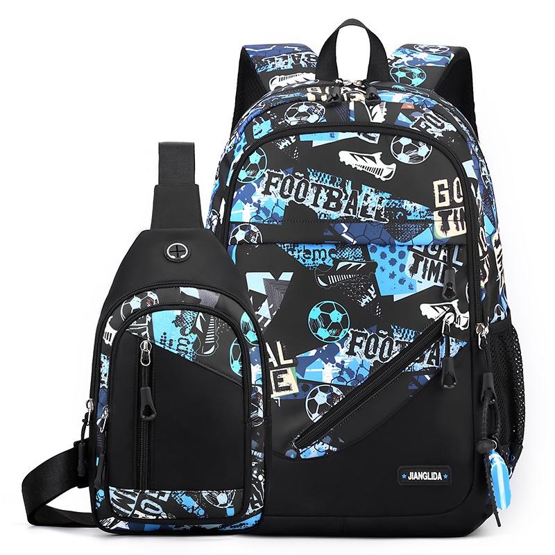 Lightweight 2-in-1 Backpack and Chest Bag for Men - Blue Football - Blue Honeycomb