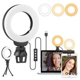 48leds Laptop Camera Beauty Ring Light - Clip Set 4-inch - Clip With Tripod