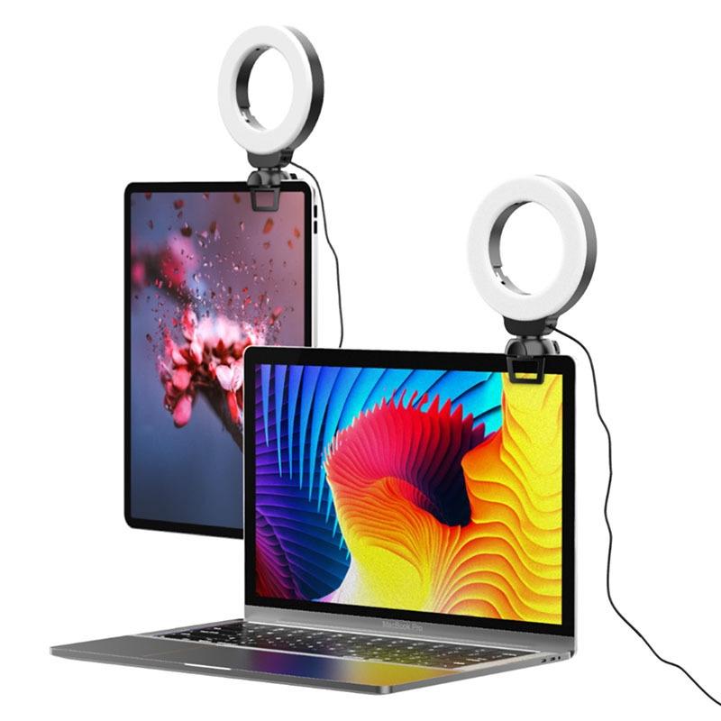 48leds Laptop Camera Beauty Ring Light - Clip Set 4-inch - Clip With Tripod