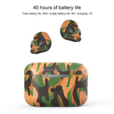 Waterproof Wireless Bluetooth Earphones with Charging Box - X12 Ultra- Sahara Camo - Top-Down View