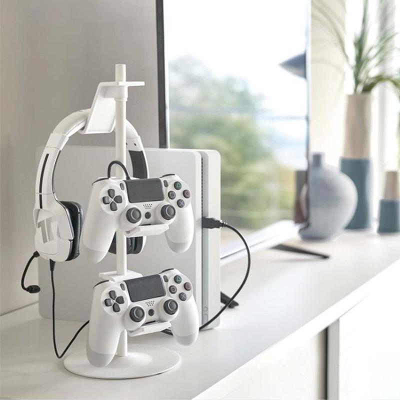 3-tier Desktop Gamepad and Headphone Storage Rack - Black