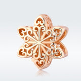 925 Sterling Silver Rose Gold Snowflake Beads For Diy Bracelets & Necklaces - Side View