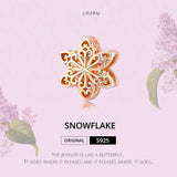 925 Sterling Silver Rose Gold Snowflake Beads For Diy Bracelets & Necklaces - 45-Degree Angle