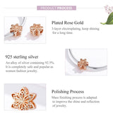925 Sterling Silver Rose Gold Snowflake Beads For Diy Bracelets & Necklaces - Rear View