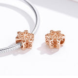 925 Sterling Silver Rose Gold Snowflake Beads For Diy Bracelets & Necklaces - Close-Up Angle