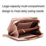 Black Embroidered Single Shoulder Phone Bag Wallet - Black - 45-Degree Angle