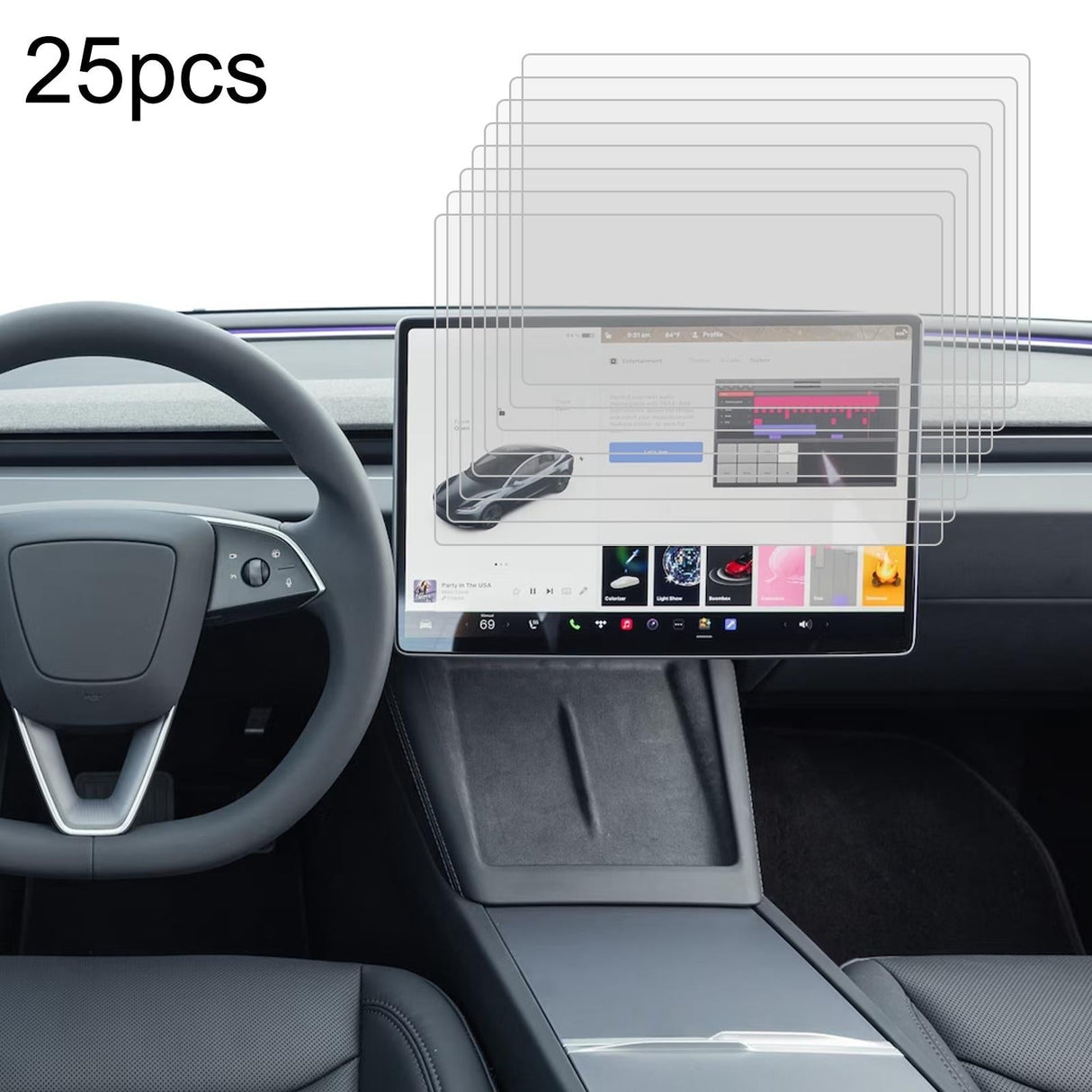 25-pack Tempered Glass Film for Car Navigator Protection - For Xiaomi Su7