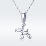 925 Sterling Silver Balloon Dog Charm For Diy Bracelets Bead+Chain Style - Bead + Chain - Side View
