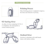 925 Sterling Silver Balloon Dog Charm For Diy Bracelets Bead+Chain Style - Bead + Chain - 45-Degree Angle