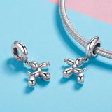 925 Sterling Silver Balloon Dog Charm For Diy Bracelets Bead+Chain Style - Bead + Chain - Rear View