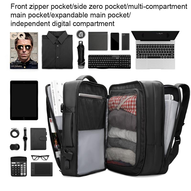 Large Capacity Oxford Cloth Backpack - 17.3 Inch Expansion Style for Men