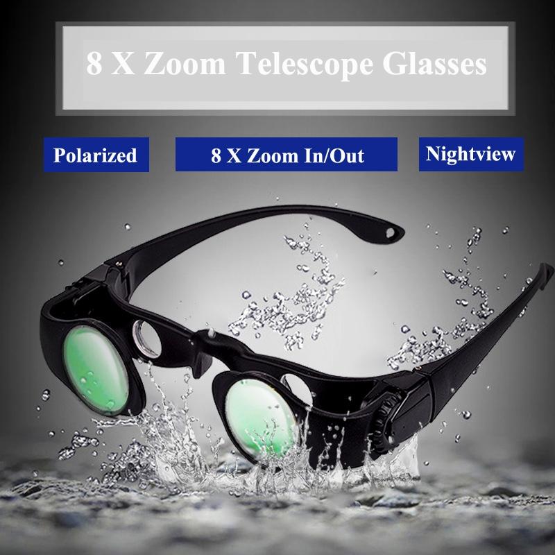 Zoomable Fishing Binoculars - Gray Clip 8x Magnification