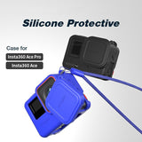 Silicone Case for Insta360 Ace Camera - Protect your Gear - For Insta360 Ace Pro (Blue) - Low Angle