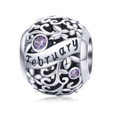 925 Sterling Silver Diy Birthstone Bracelet & Necklace Set February Style - February - Front View