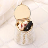 Golden Beige Pearl Mini Tote Bag - Top-Down View