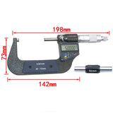Digital Micrometer - 0.001mm Resolution 50-75mm Range - Side View