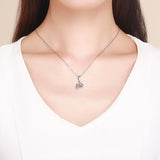 925 Sterling Silver Bicycle Pendant With Zircon Beads For Diy Bracelet Style - Pendant + Bare Chain - Rear View