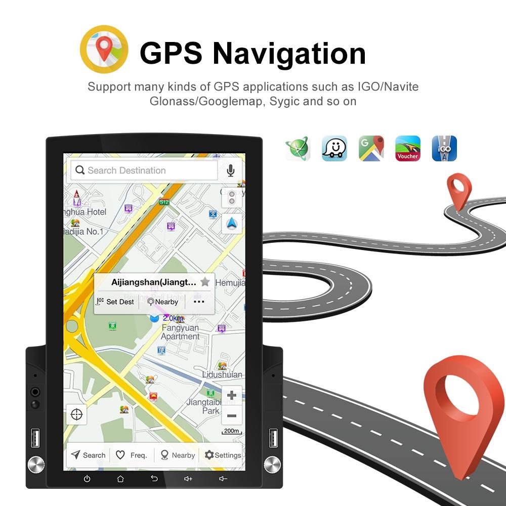 9.7 Inch Vertical Screen Android Car Mp5 Player With Hd 2.5D Glass Standard + 4 Lights Camera