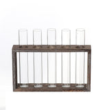 Minimalist Hydroponic Glass Vase with Wooden Frame for Coffee Shop Decor - 45-Degree Angle