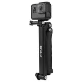 Foldable 3-way Tripod Selfie Stick for Action Cameras - 20-58cm Length - Side View