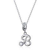 925 Sterling Silver Personalized Letter Pendant For Diy Bracelets And Necklaces Style - B - Top-Down View