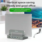 Vertical Laptop Docking Station with 4k / 60hz Type-c Hub - 11-In-1 With Lan - 45-Degree Angle