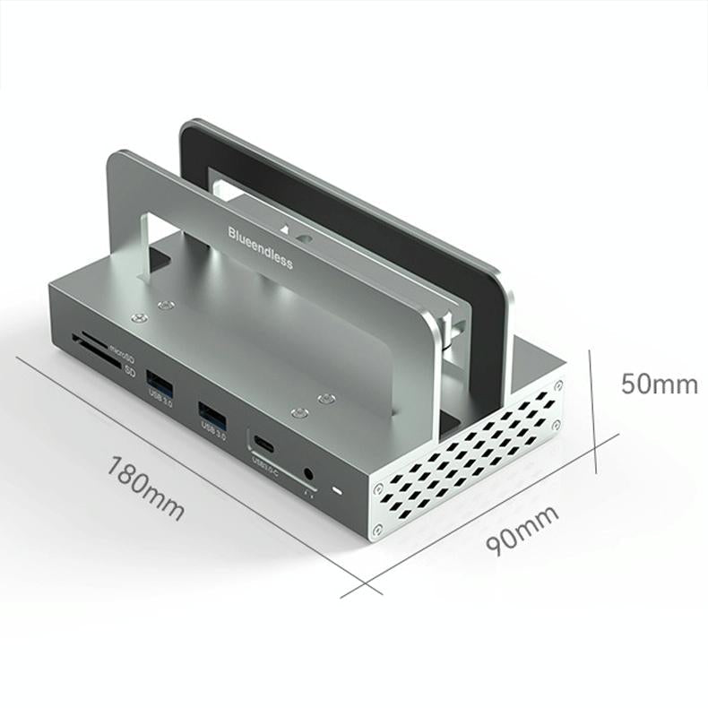 Vertical Laptop Docking Station with 4k / 60hz Type-c Hub - 11-In-1 With Lan