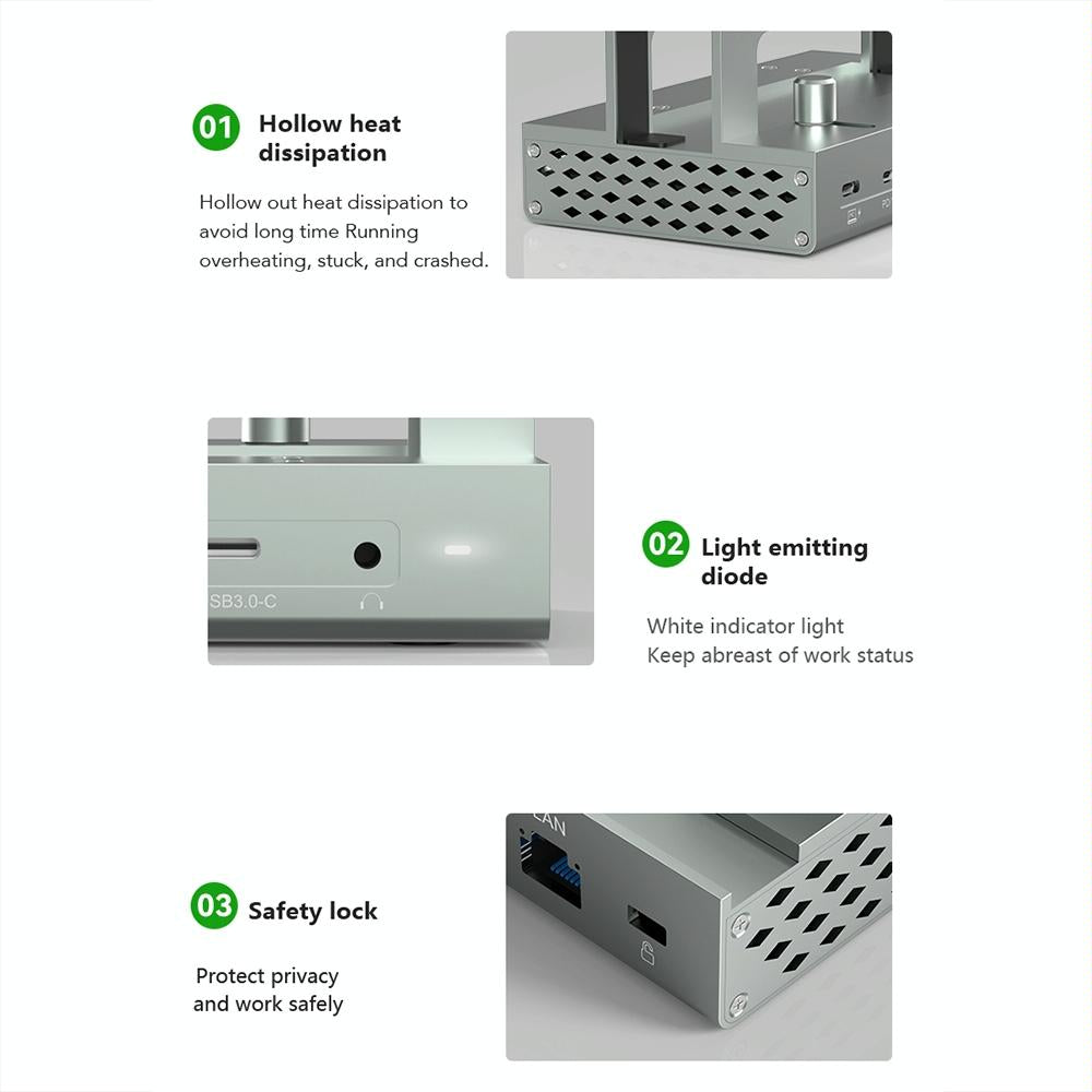 Vertical Laptop Docking Station with 4k / 60hz Type-c Hub - 11-In-1 With Lan